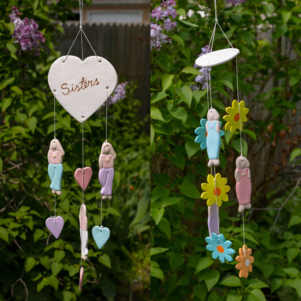Sisters Floral Ceramic Wind Chime