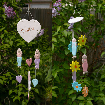 Sisters Floral Ceramic Wind Chime