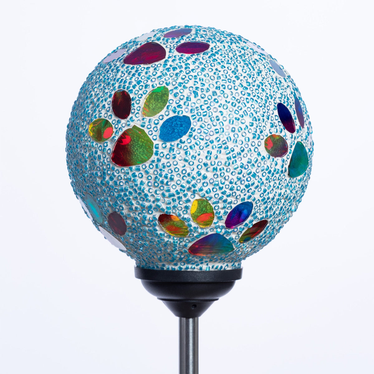 Beaded Paw Print Solar Garden Stake