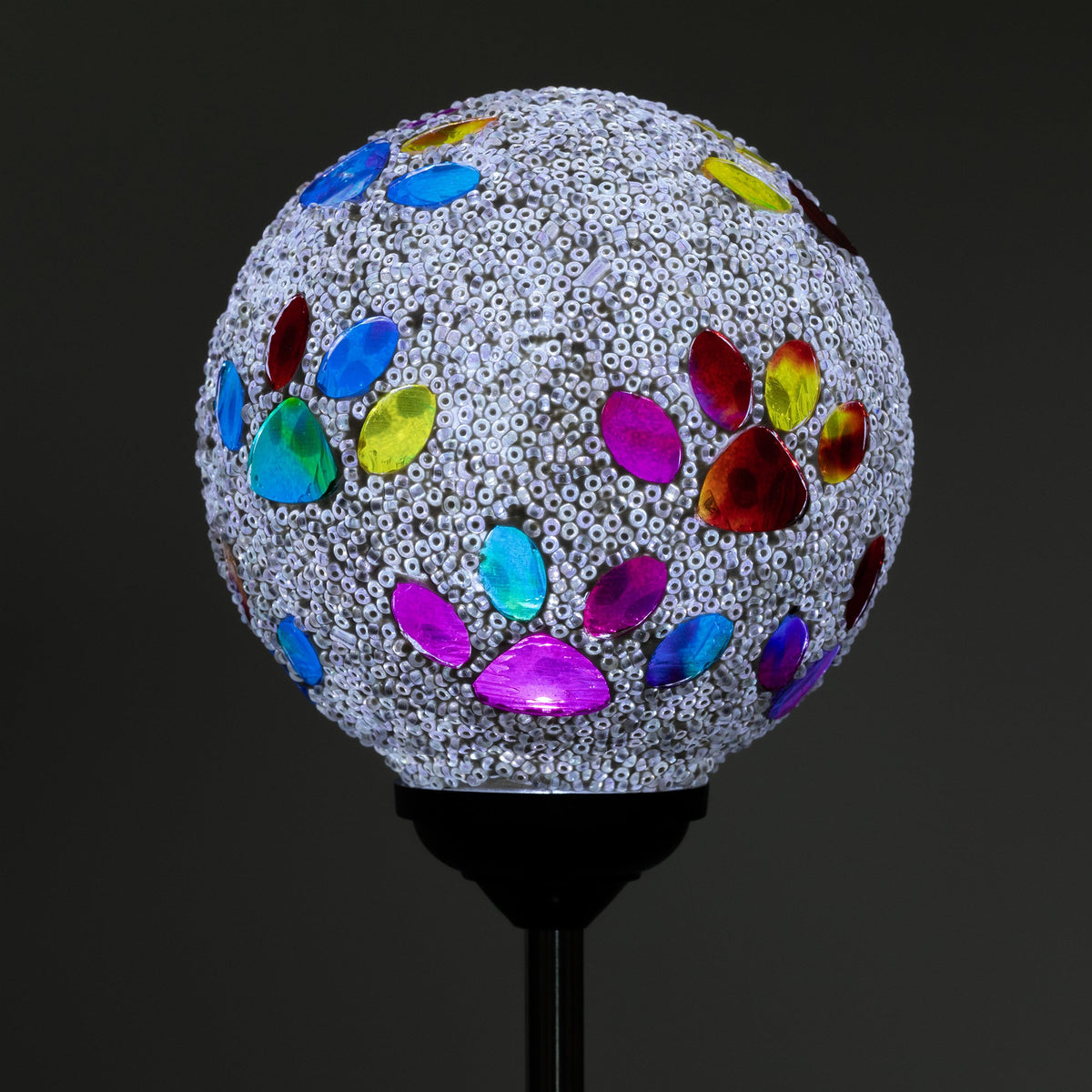 Beaded Paw Print Solar Garden Stake