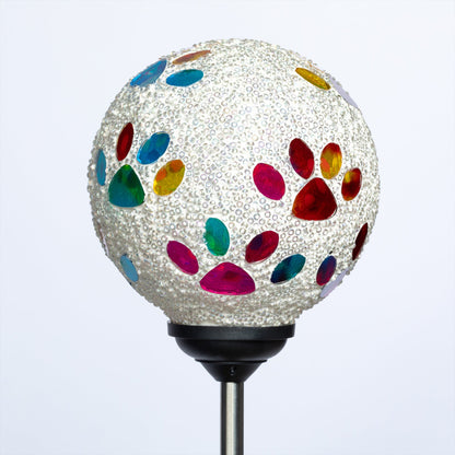 Beaded Paw Print Solar Garden Stake