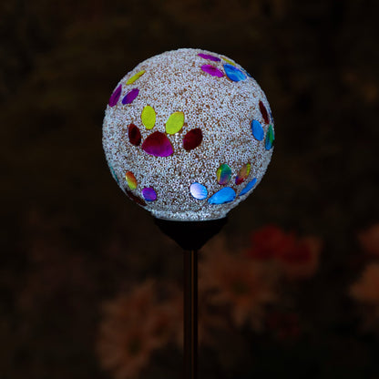 Beaded Paw Print Solar Garden Stake