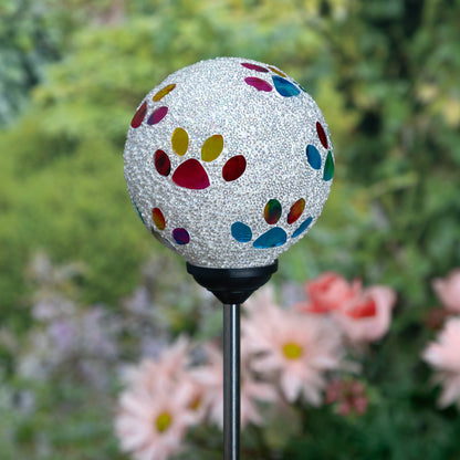 Beaded Paw Print Solar Garden Stake