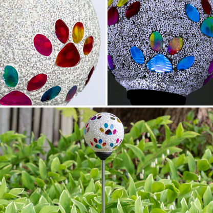 Beaded Paw Print Solar Garden Stake
