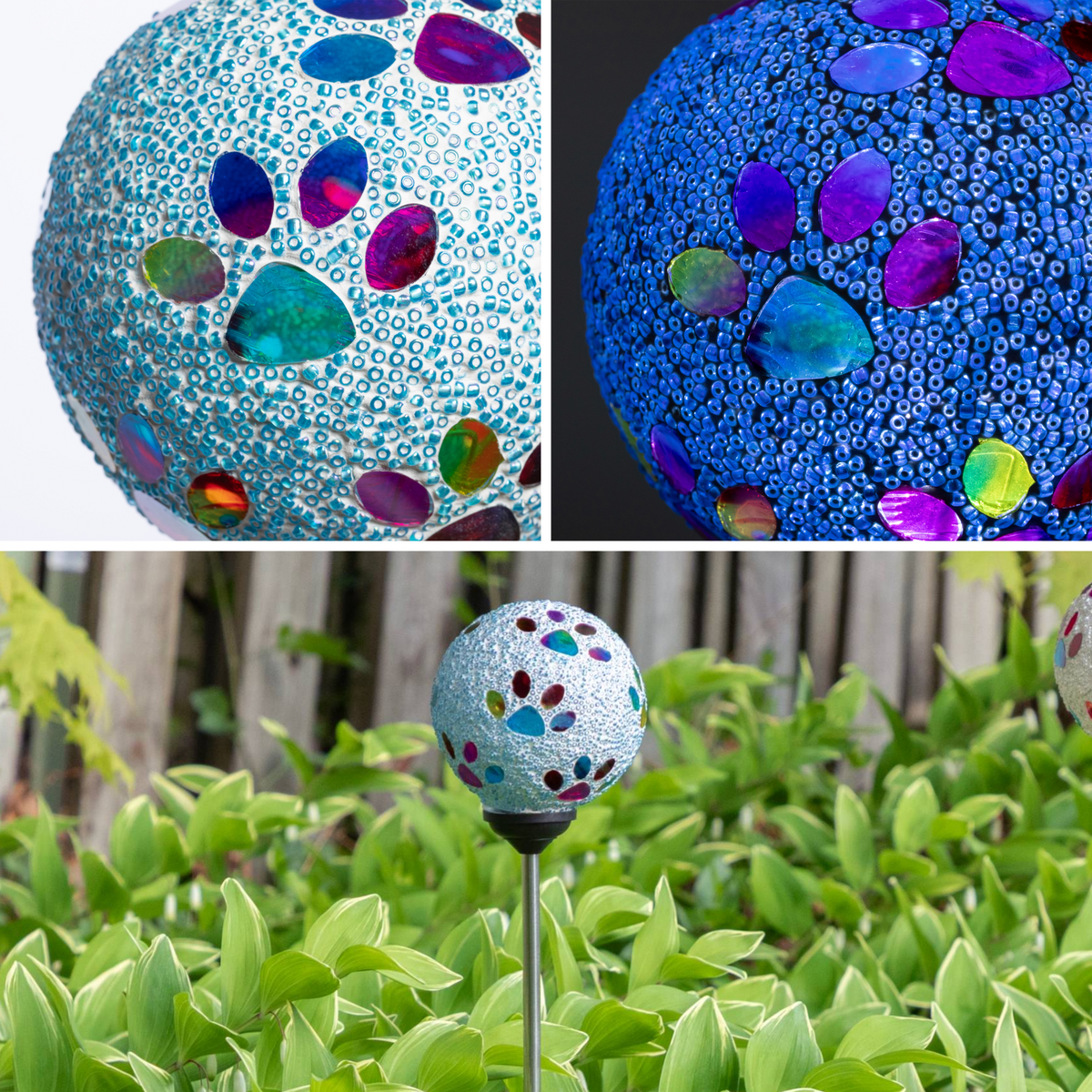 Beaded Paw Print Solar Garden Stake