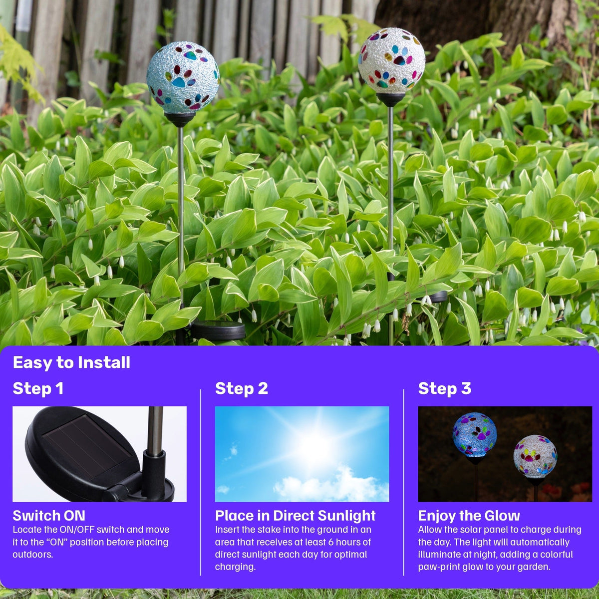 Beaded Paw Print Solar Garden Stake