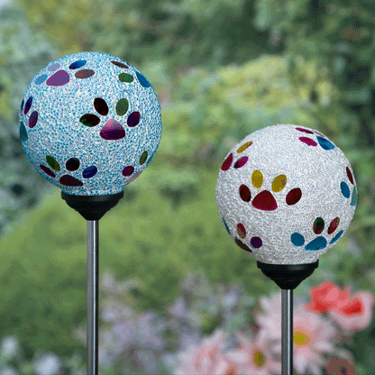 Beaded Paw Print Solar Garden Stake