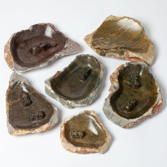 Serpentine Stone Animal Birdbath