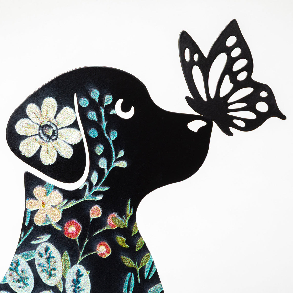 Floral Pet Silhouette Solar Lantern Stake