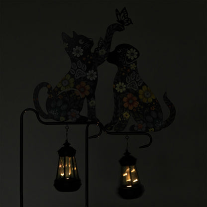 Floral Pet Silhouette Solar Lantern Stake