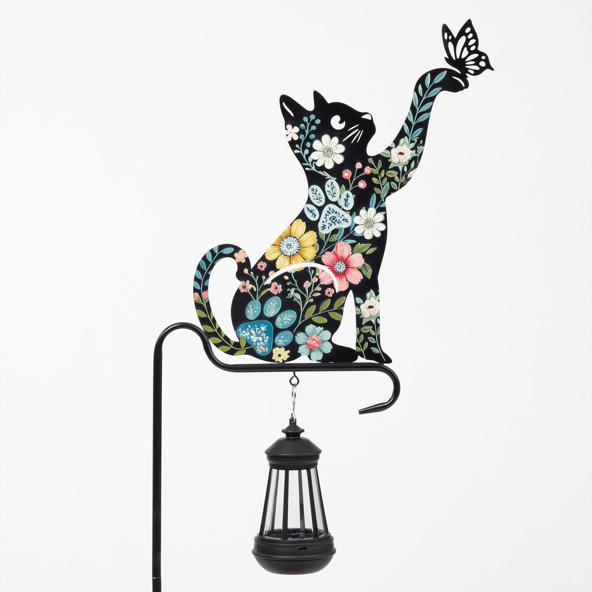 Floral Pet Silhouette Solar Lantern Stake