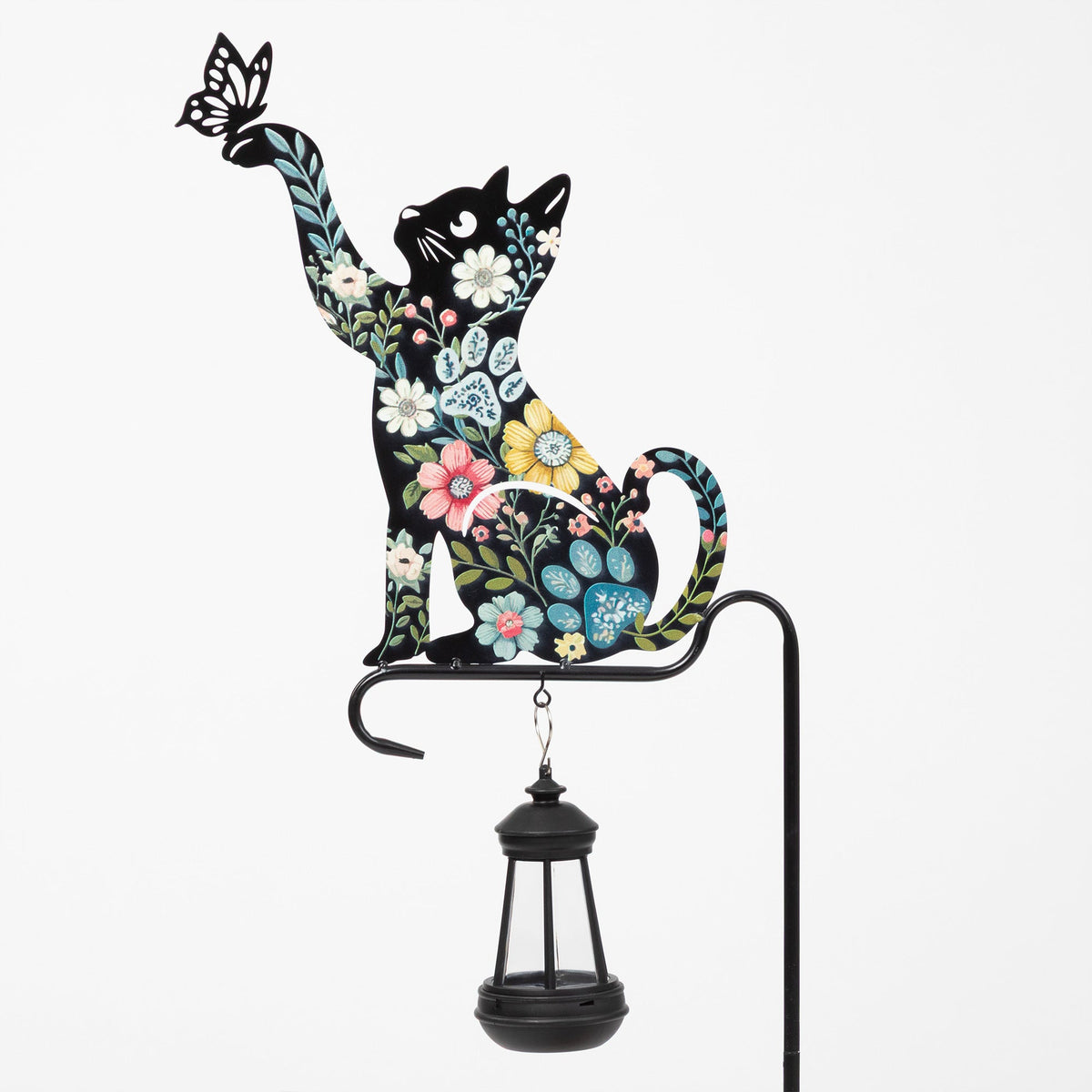 Floral Pet Silhouette Solar Lantern Stake