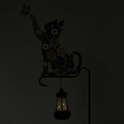 Floral Pet Silhouette Solar Lantern Stake