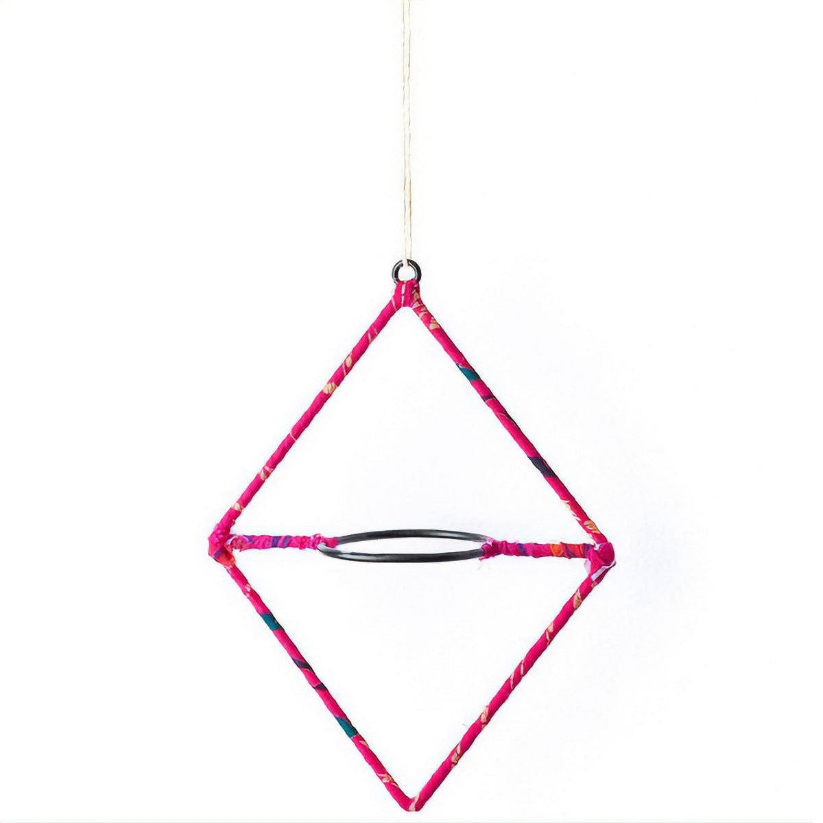 Diamond Sari-Wrapped Hanging Planter