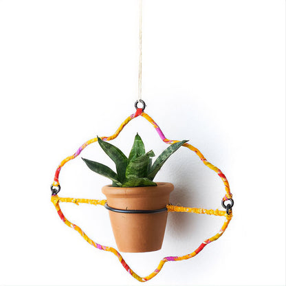 Arches Sari-Wrapped Hanging Planter