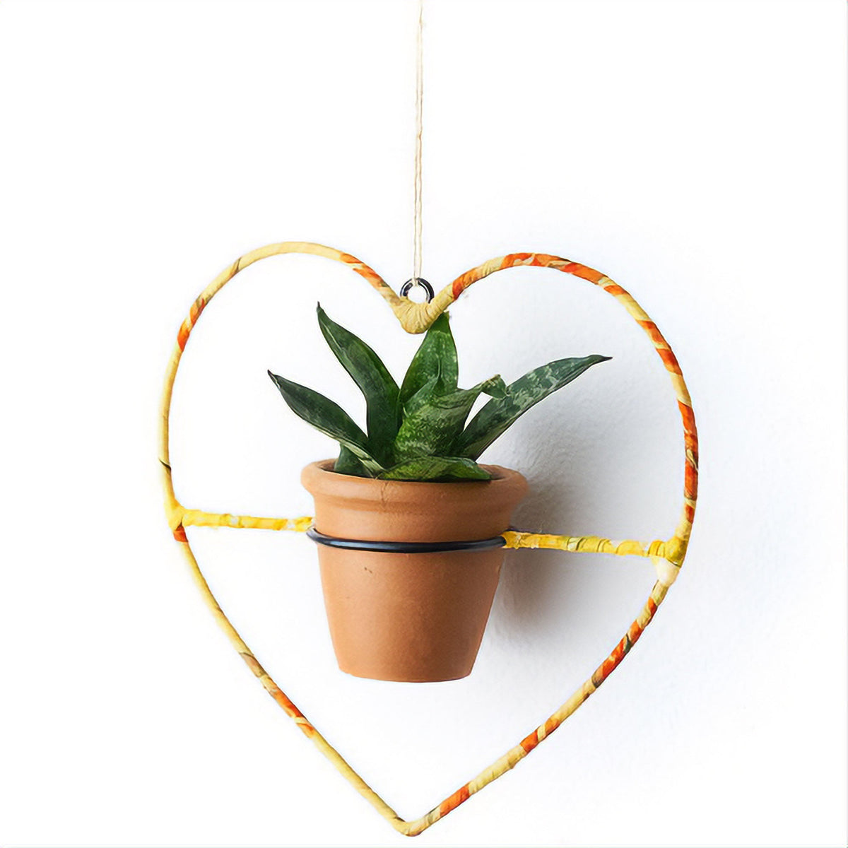 Heart Sari-Wrapped Hanging Planter