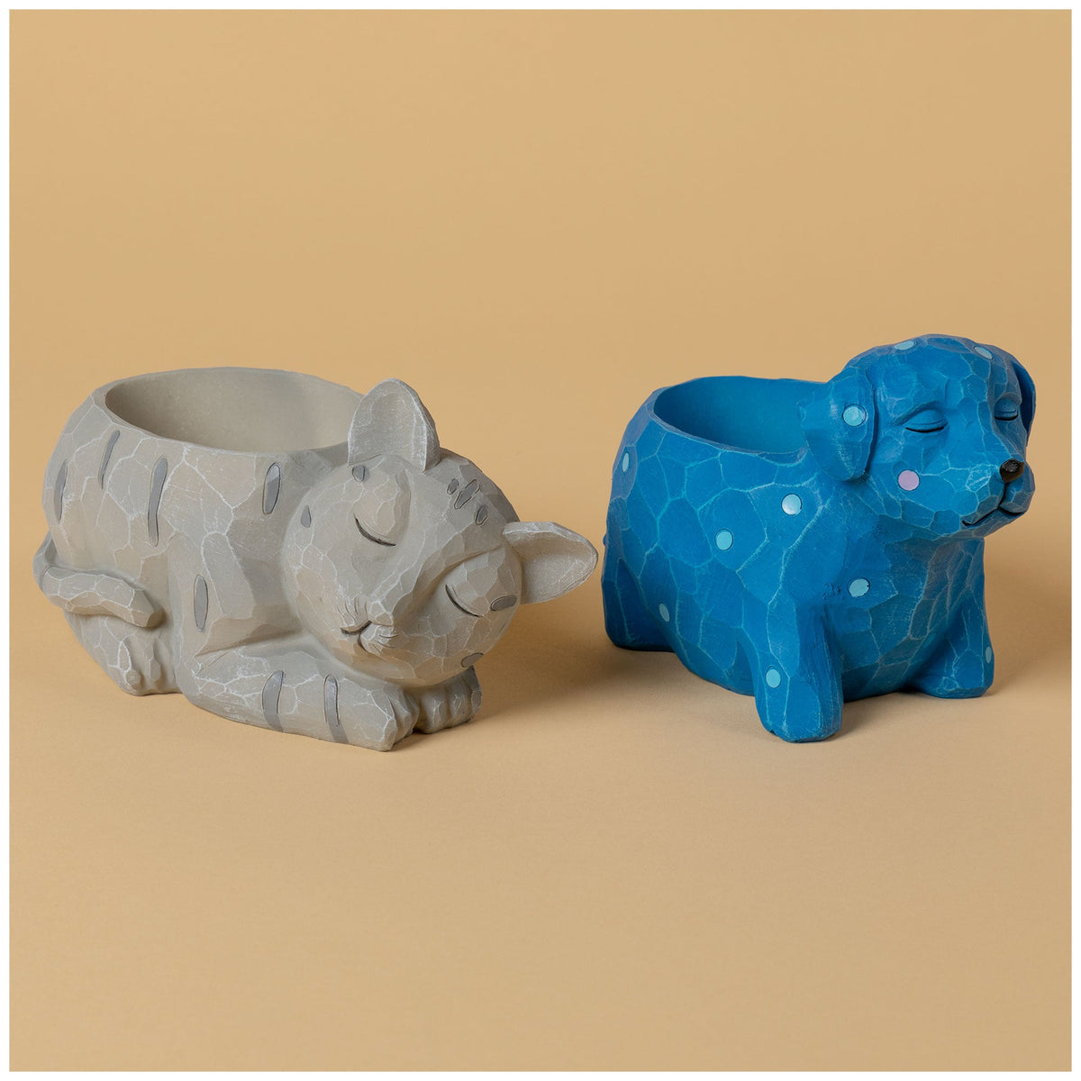 Sleeping Cat or Dog Mini Resin Planter