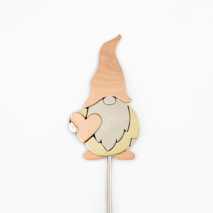 Copper-Cap Gnome Mixed-Metal Plant Stake