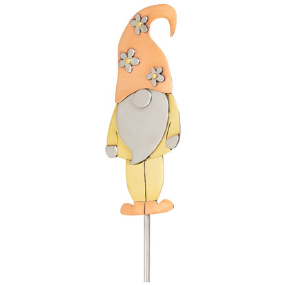 Copper-Cap Gnome Mixed-Metal Plant Stake