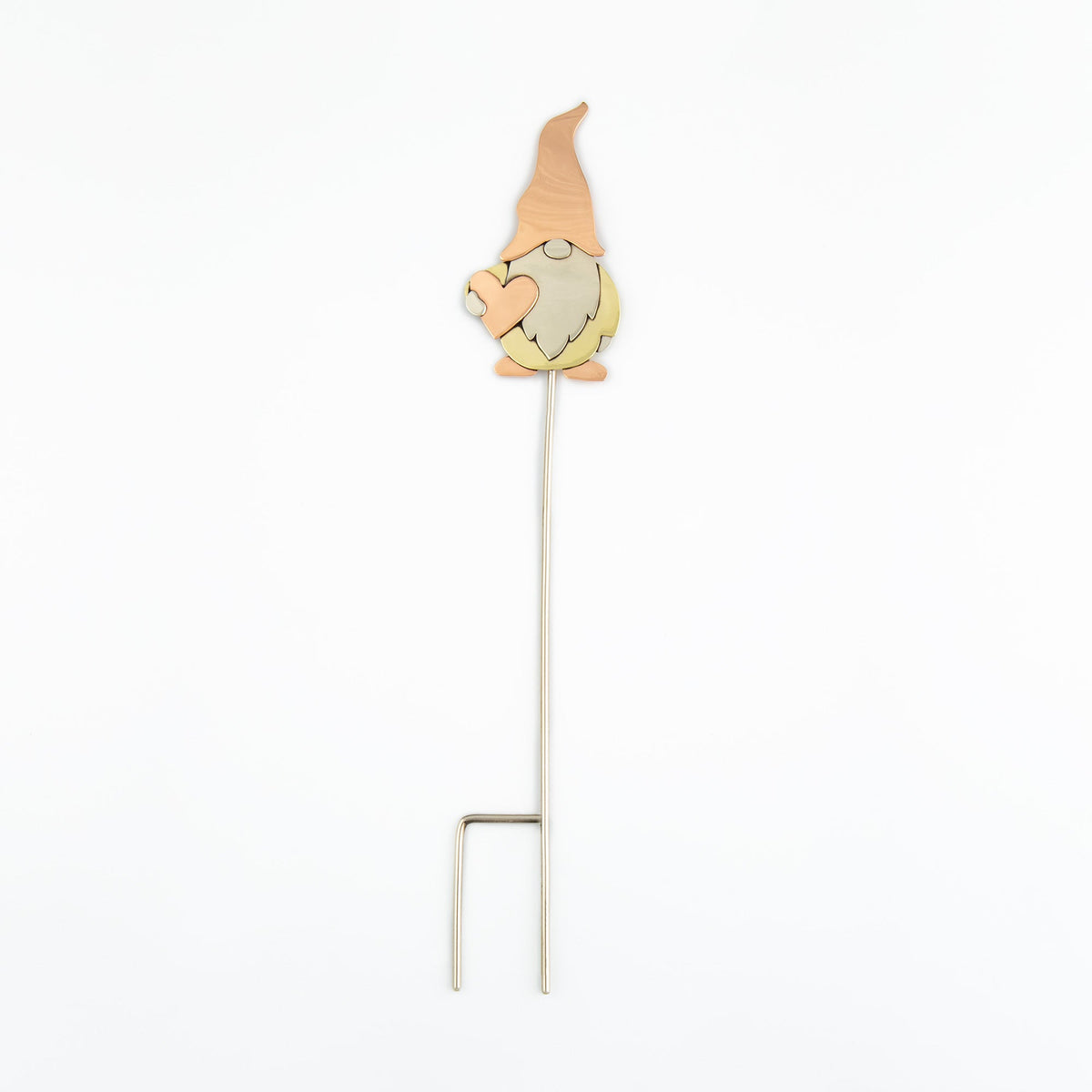 Copper-Cap Gnome Mixed-Metal Plant Stake