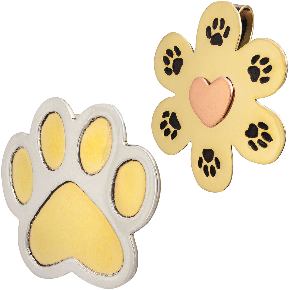 Mixed-Metal Paw Print Plant Charm