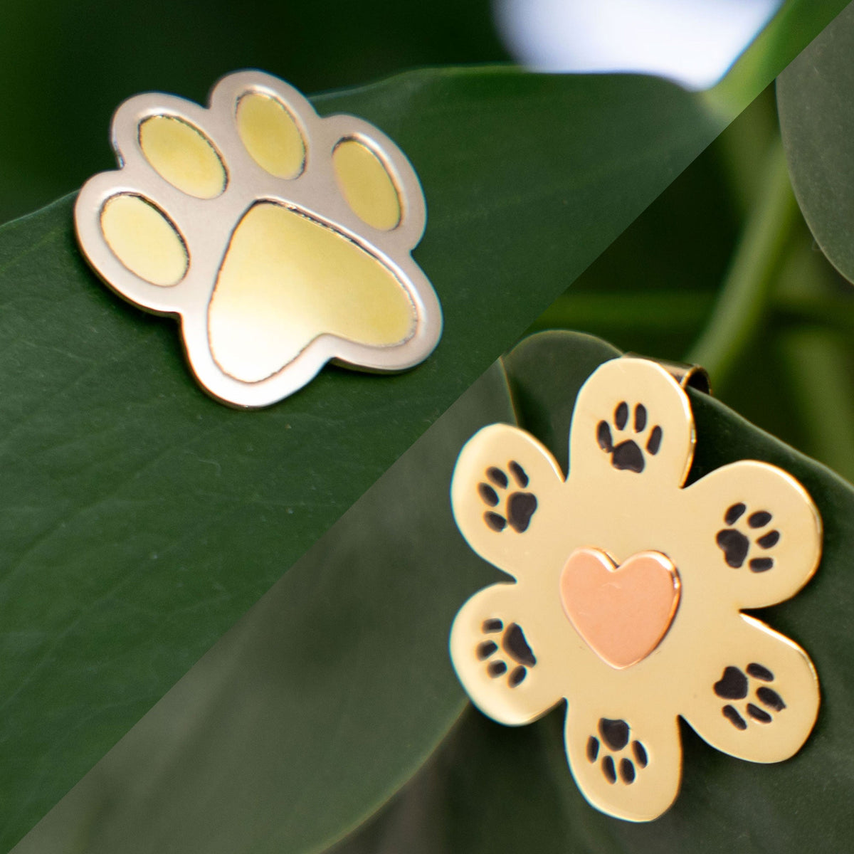 Mixed-Metal Paw Print Plant Charm