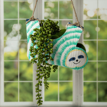 Hand-Painted Upcycled Sloth Hanging Planter