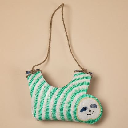 Hand-Painted Upcycled Sloth Hanging Planter