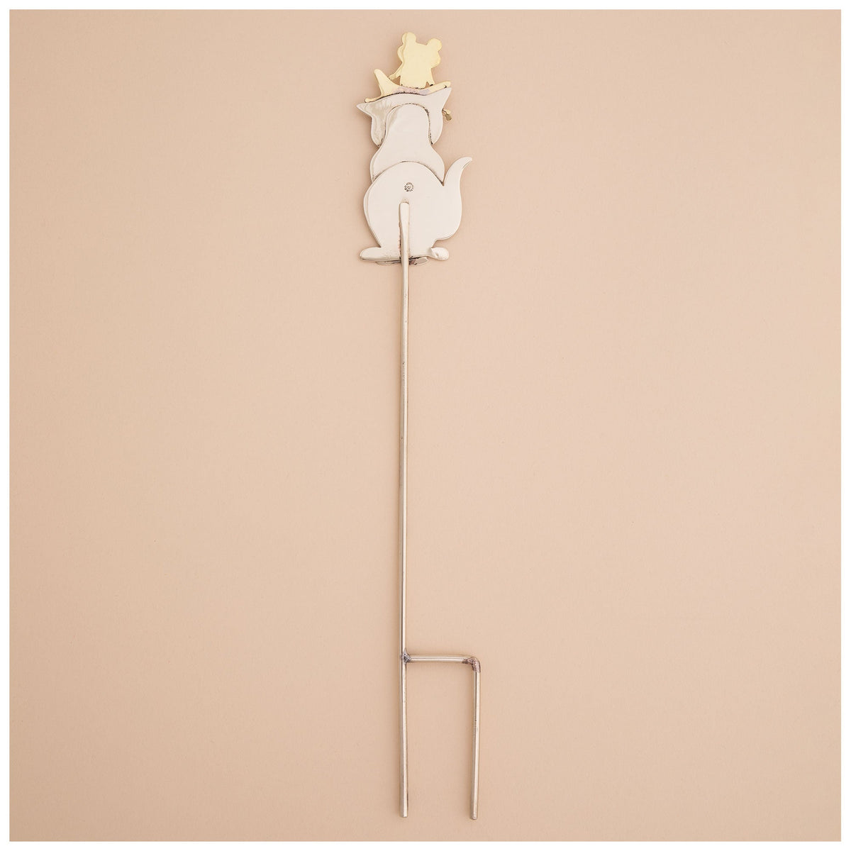 Cat & Frog Mixed-Metal Plant Stake