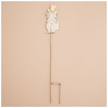 Cat & Frog Mixed-Metal Plant Stake