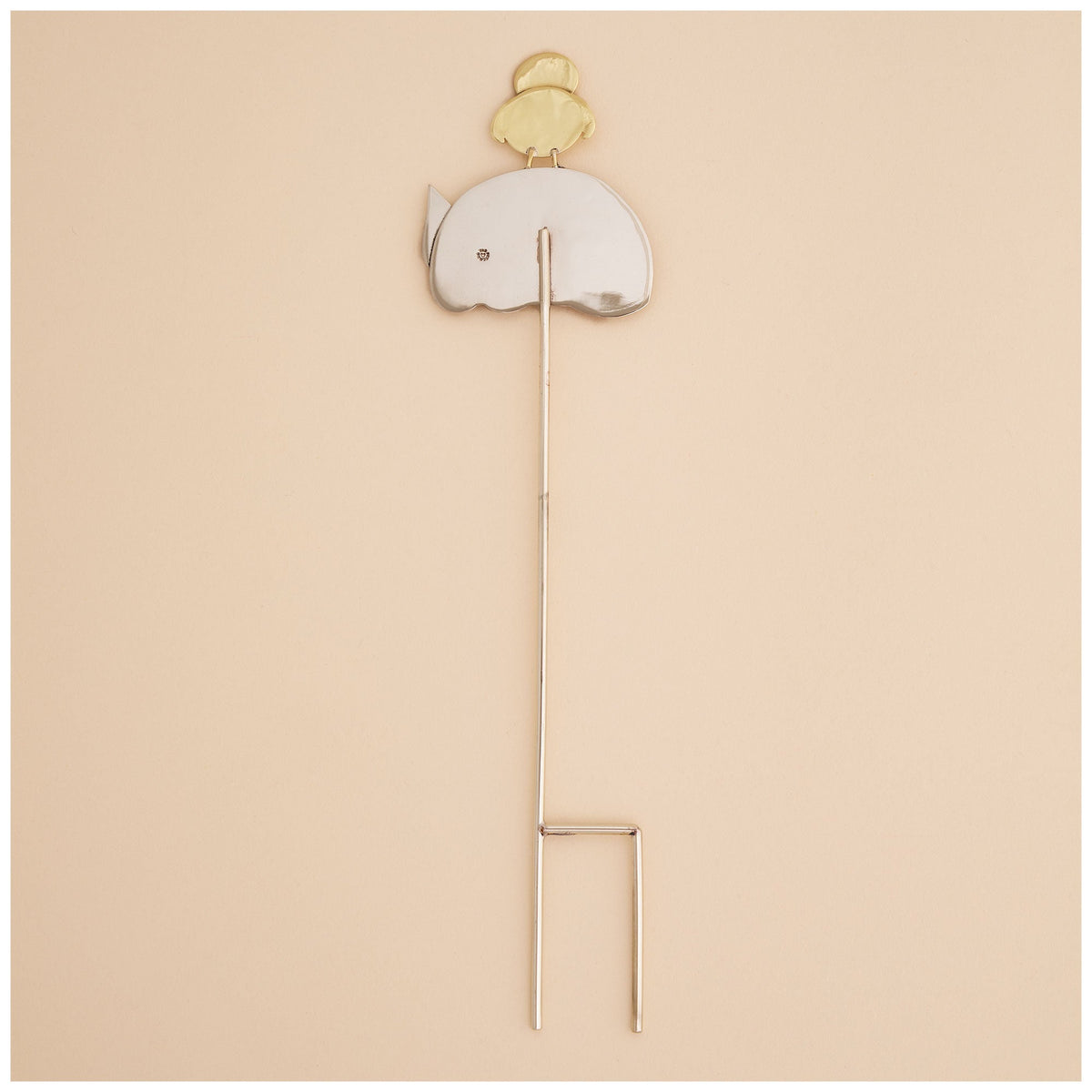 Sleeping Cat & Bird Metal Plant Stake