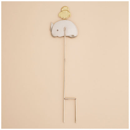 Sleeping Cat & Bird Metal Plant Stake