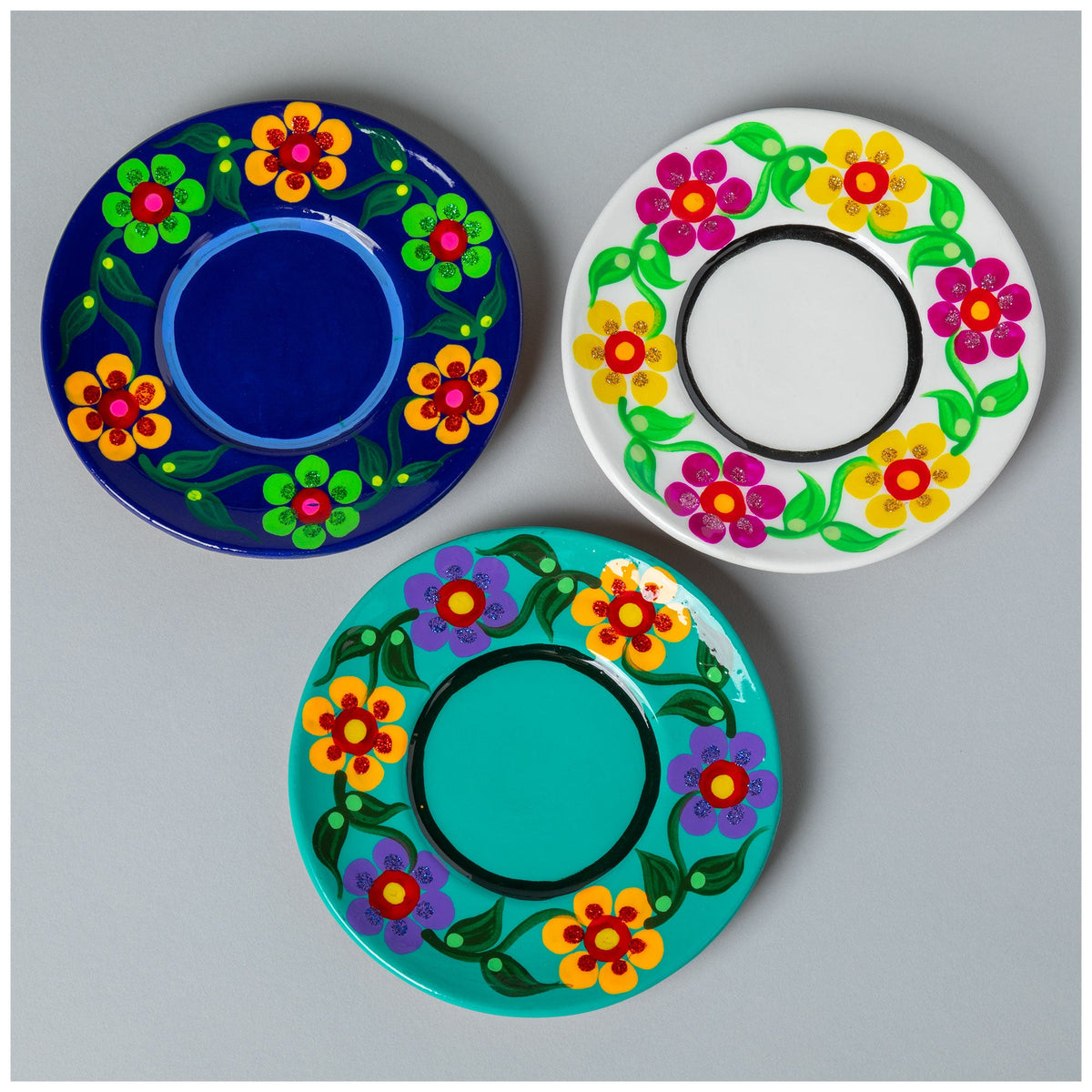 Hand-Painted Fiesta Ceramic Planter & Saucer