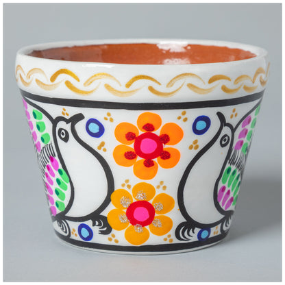 Hand-Painted Fiesta Ceramic Planter & Saucer