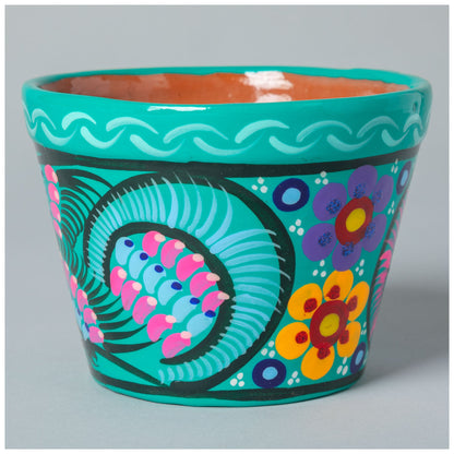 Hand-Painted Fiesta Ceramic Planter & Saucer