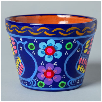 Hand-Painted Fiesta Ceramic Planter & Saucer