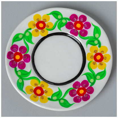Hand-Painted Fiesta Ceramic Planter & Saucer