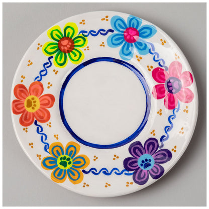 Hand-Painted Paw Print Ceramic Planter & Saucer