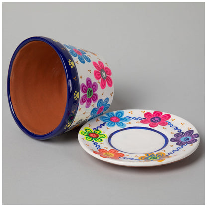 Hand-Painted Paw Print Ceramic Planter & Saucer