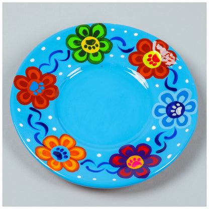 Hand-Painted Paw Print Ceramic Planter & Saucer