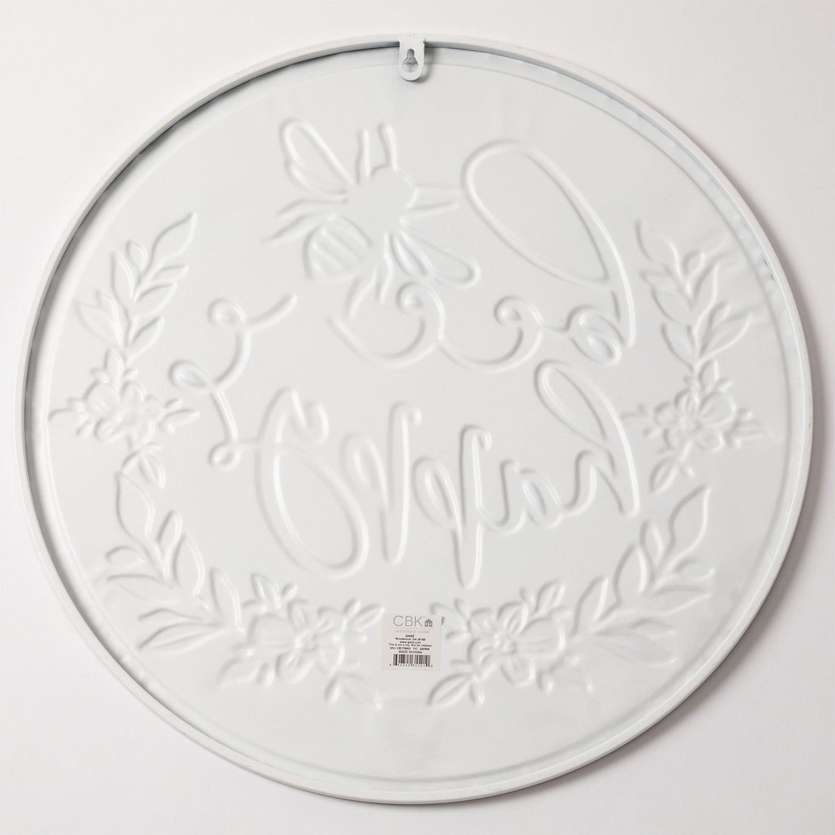 Embossed Bee Happy Metal Patio Wall Sign