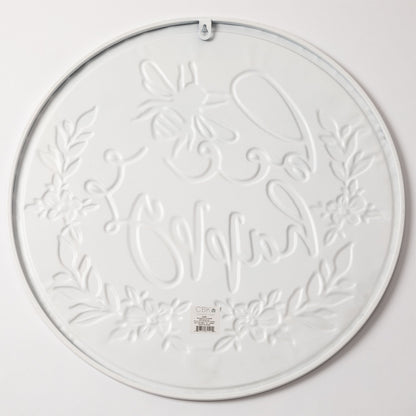 Embossed Bee Happy Metal Patio Wall Sign