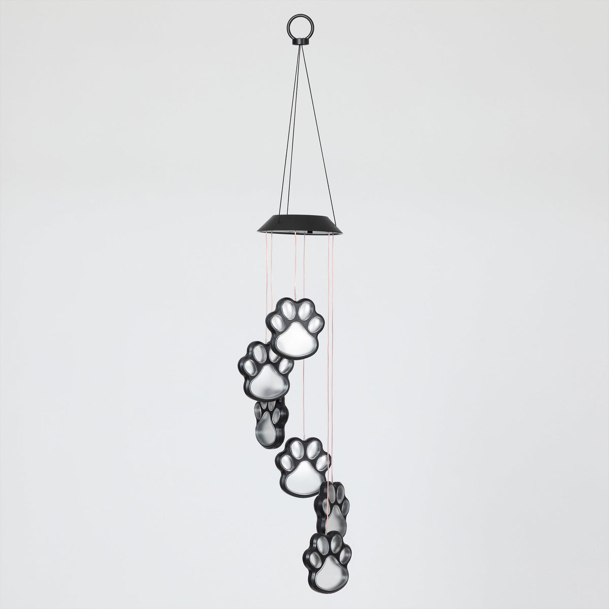 Multicolor Paw Print Solar Wind Chime