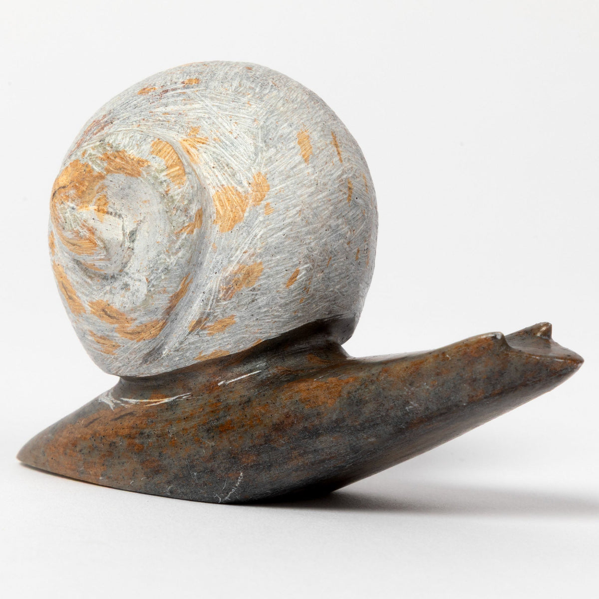 Serpentine Stone Snail Garden Sculpture