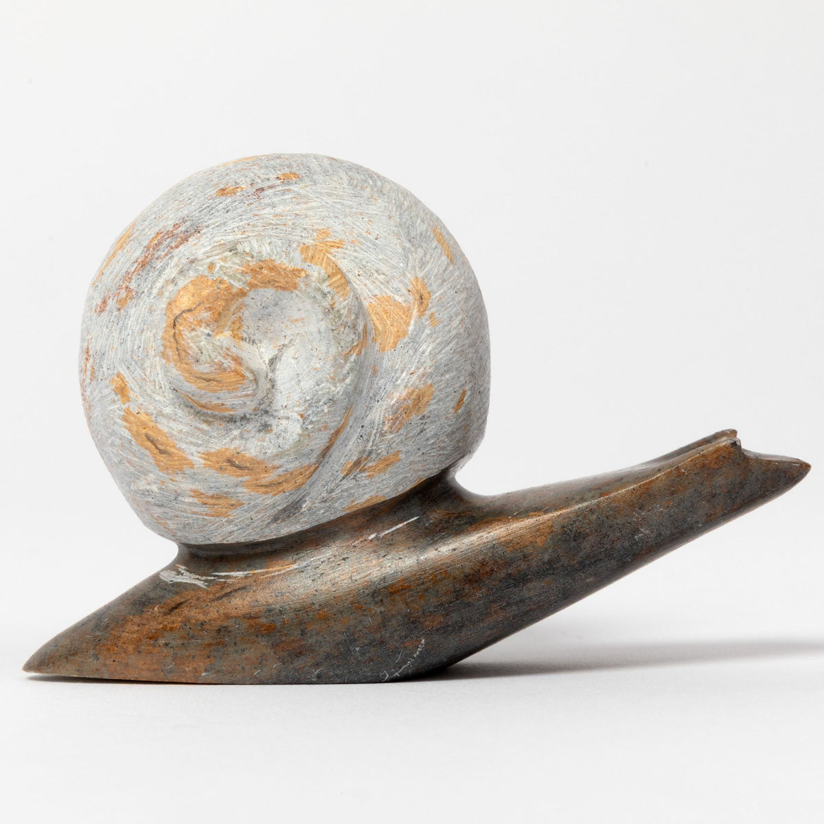 Serpentine Stone Snail Garden Sculpture