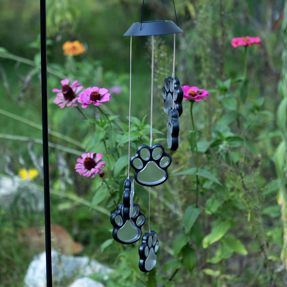 Multicolor Paw Print Solar Wind Chime