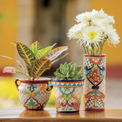 Talavera-Inspired Floral Urn Planter