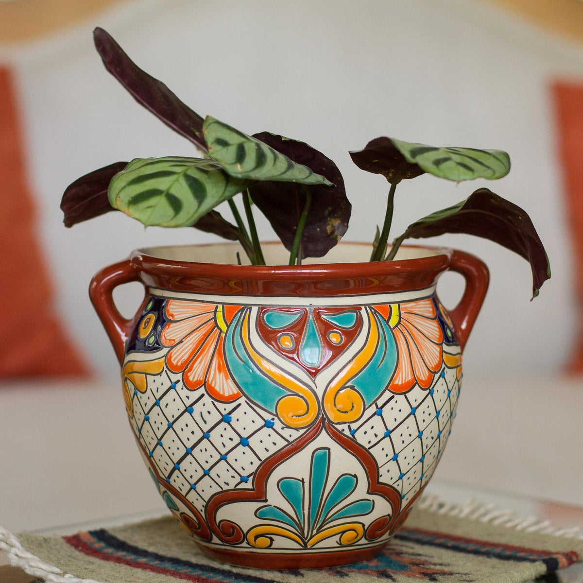 Talavera-Inspired Floral Urn Planter