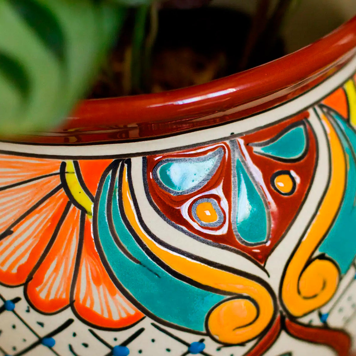 Talavera-Inspired Floral Urn Planter