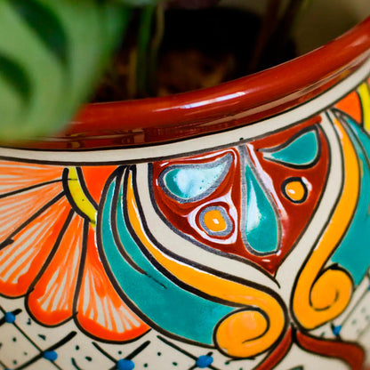 Talavera-Inspired Floral Urn Planter
